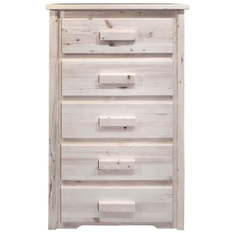 Homestead Collection 5 Drawer Chest of Drawers, Clear Lacquer Finish MWHC5DV - Bedroom Depot USA