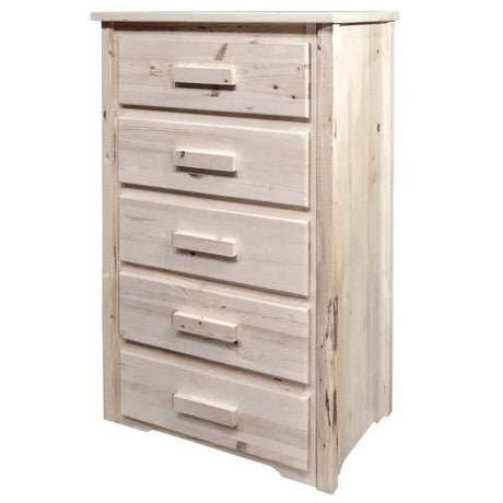 Homestead Collection 5 Drawer Chest of Drawers, Clear Lacquer Finish MWHC5DV - Bedroom Depot USA