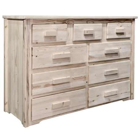 Homestead Collection 9 Drawer Dresser, Clear Lacquer Finish MWHC9DV - Bedroom Depot USA