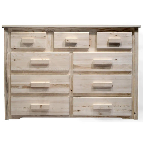 Homestead Collection 9 Drawer Dresser, Clear Lacquer Finish MWHC9DV - Bedroom Depot USA