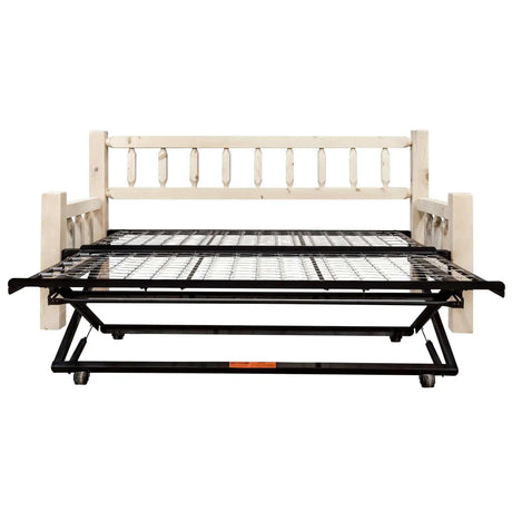 Homestead Collection Day Bed w/ Pop Up Trundle Bed, Clear Lacquer Finish MWHCDBTV - Bedroom Depot USA