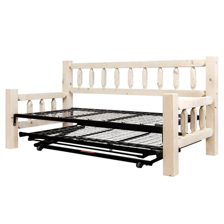 Homestead Collection Day Bed w/ Pop Up Trundle Bed, Clear Lacquer Finish MWHCDBTV - Bedroom Depot USA