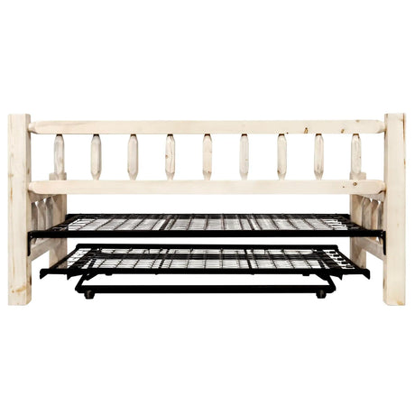 Homestead Collection Day Bed w/ Pop Up Trundle Bed, Clear Lacquer Finish MWHCDBTV - Bedroom Depot USA