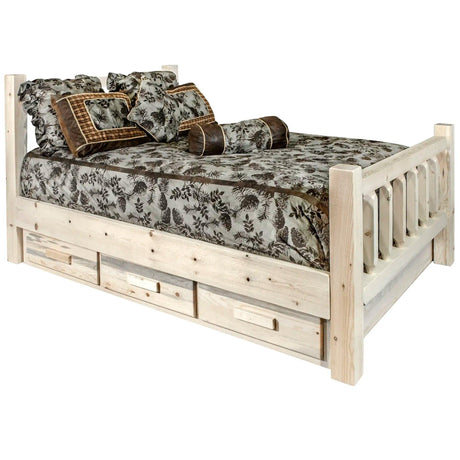 Homestead Collection King Bed w/ Storage, Clear Lacquer Finish MWHCSBKV - Bedroom Depot USA