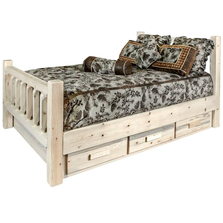 Homestead Collection King Bed w/ Storage, Clear Lacquer Finish MWHCSBKV - Bedroom Depot USA