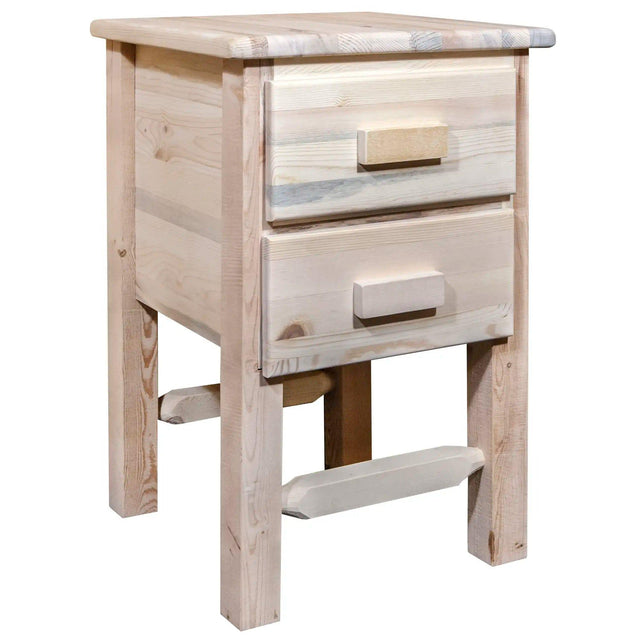 Homestead Collection Nightstand with 2 Drawers, Clear Lacquer Finish MWHCN2DNV - Bedroom Depot USA