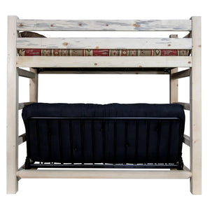 Homestead Collection Twin Bunk Bed over Full Futon Frame w/ Mattress, Clear Lacquer Finish MWHCTWFMRV - Bedroom Depot USA