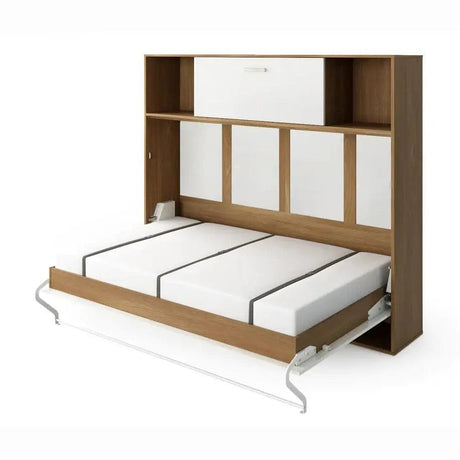 Maxima House Invento Horizontal Wall Bed, European Full XL Size with a cabinet on top - Bedroom Depot USA