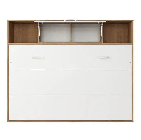 Maxima House Invento Horizontal Wall Bed, European Full XL Size with a cabinet on top - Bedroom Depot USA