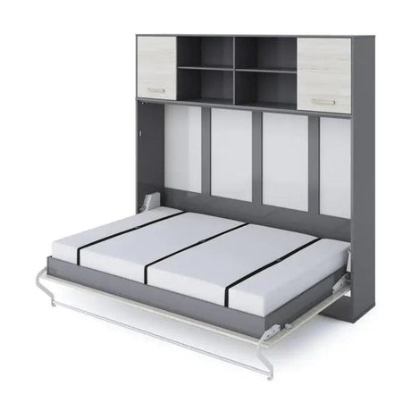 Maxima House Invento Horizontal Wall Bed, European Full XL Size with a cabinet on top - Bedroom Depot USA