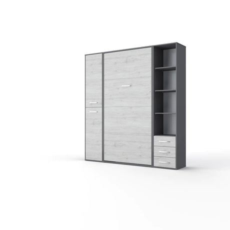 Maxima House Invento Vertical Wall Bed, European Full Size with 2 cabinets - Bedroom Depot USA