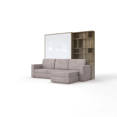 Maxima House Murphy bed European Full XL Vertical with a Sectional Sofa and a Bookcase Invento. SALE IN001/17OW-LB - Bedroom Depot USA