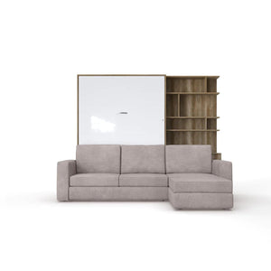 Maxima House Murphy bed European Full XL Vertical with a Sectional Sofa and a Bookcase Invento. SALE IN001/17OW-LB - Bedroom Depot USA