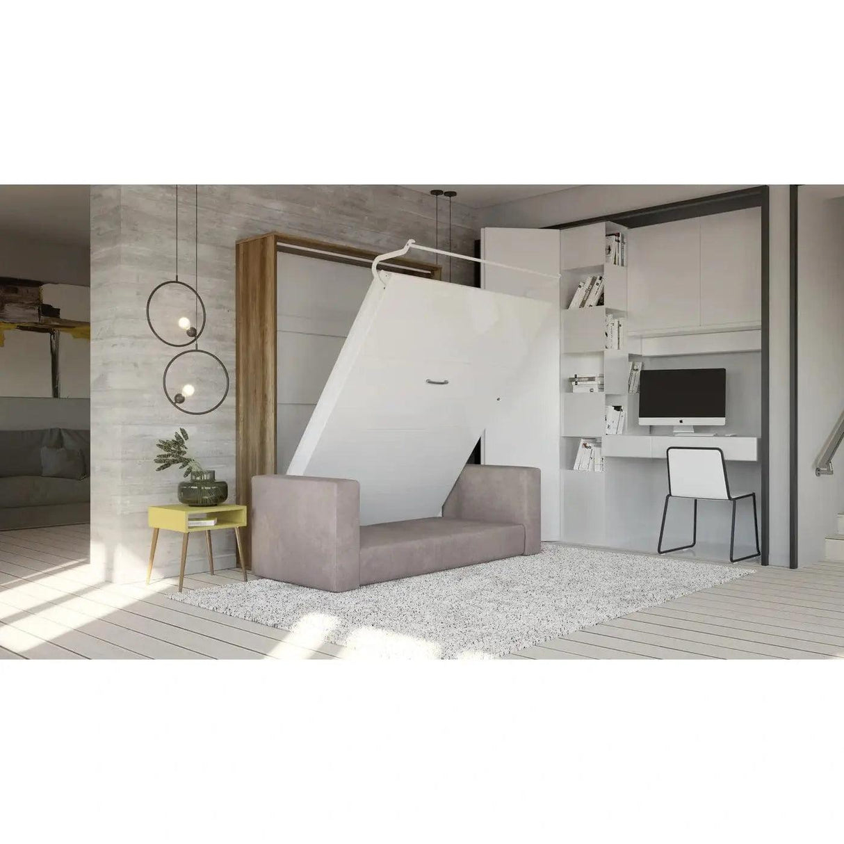 Maxima House Murphy bed European Full XL Vertical with Sofa Invento. SALE IN001OW-B - Bedroom Depot USA