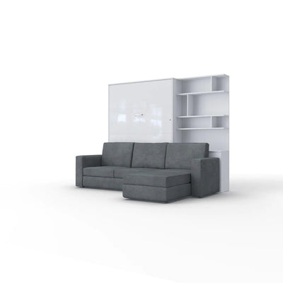 Maxima House Murphy bed European Full XL Vertical with a Sectional Sofa and a Bookcase Invento. SALE IN001/17W-LG - Bedroom Depot USA