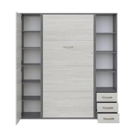 Maxima House Invento Vertical Wall Bed, European Full XL Size with 2 cabinets - Bedroom Depot USA