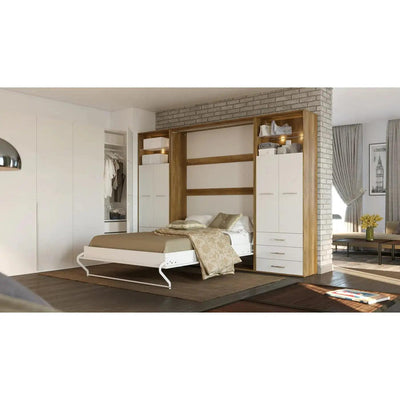 Maxima House Invento Vertical Wall Bed, European Full XL Size with 2 cabinets - Bedroom Depot USA