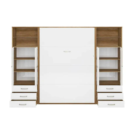 Maxima House Invento Vertical Wall Bed, European Full XL Size with 2 cabinets - Bedroom Depot USA