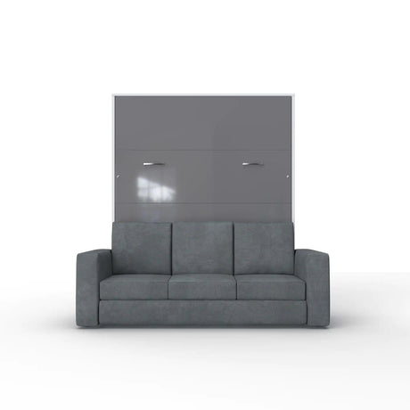 Maxima House Invento Queen Vertical Murphy Bed with a gray Sofa IN014WG-G - Bedroom Depot USA