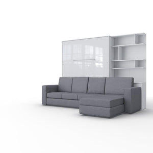 Maxima House Murphy Bed European Queen size with a Sectional Sofa and a Bookcase, INVENTO. Sale IN014/17W-LG - Bedroom Depot USA