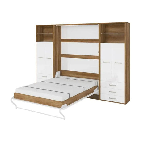 Maxima House Invento Vertical Wall Bed, European Queen Size with 2 cabinets - Bedroom Depot USA