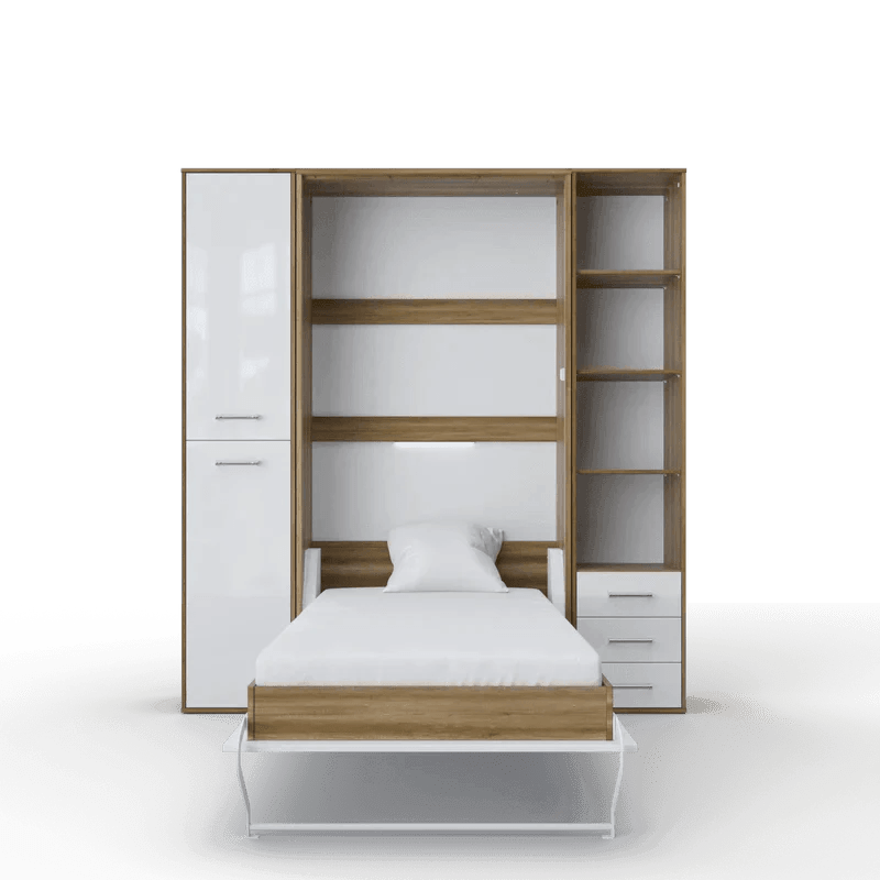 Invento Vertical European Queen Murphy Bed with Dual Wardrobe Storage - Bedroom Depot USA