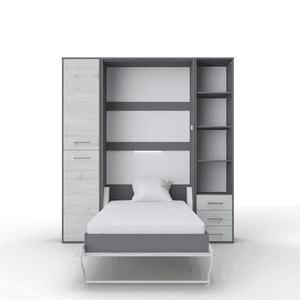 Invento Vertical European Queen Murphy Bed with Dual Wardrobe Storage - Bedroom Depot USA
