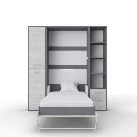 Invento Vertical European Queen Murphy Bed with Dual Wardrobe Storage - Bedroom Depot USA