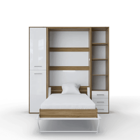 Invento Vertical European Queen Murphy Bed with Dual Wardrobe Storage - Bedroom Depot USA