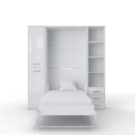 Invento Vertical European Queen Murphy Bed with Dual Wardrobe Storage - Bedroom Depot USA