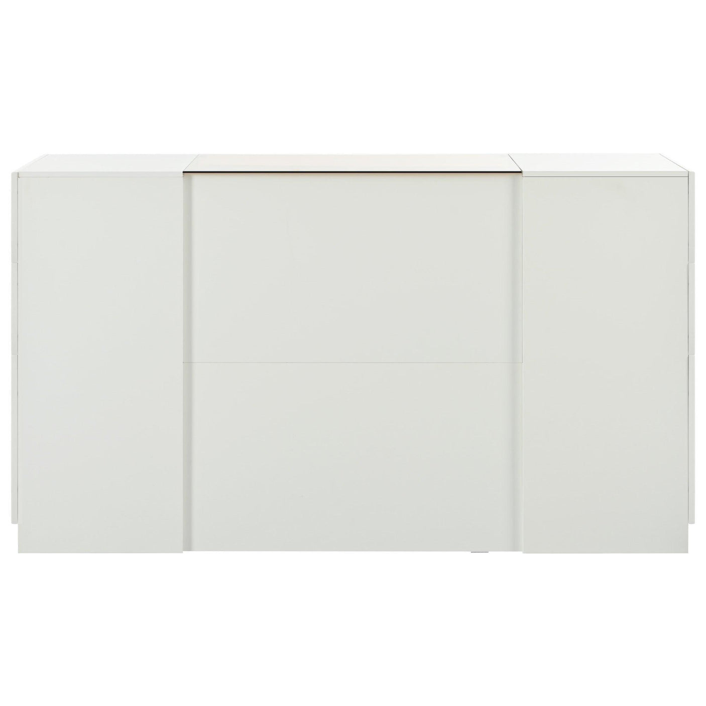 Island Vanity Dresser, Walk-in-Wardrobe with Brown Glass Top, Cream White