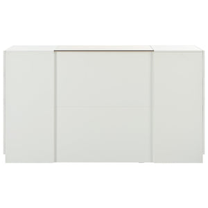 Island Vanity Dresser, Walk-in-Wardrobe with Brown Glass Top, Cream White