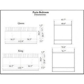 J&M Porto Premium Bedroom Set in Walnut with Light Grey - Bedroom Depot USA