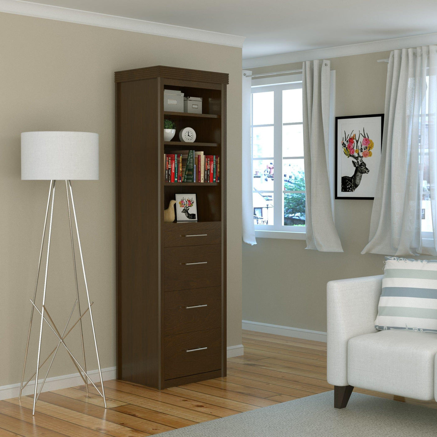 Leto Muro Walnut, Side Tower CSTR - Bedroom Depot USA