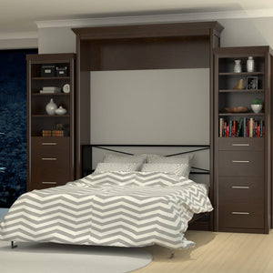 Leto Muro Walnut, Queen Portrait Wall Bed, with 2 Side Towers COVEQNP-ST2 - Bedroom Depot USA