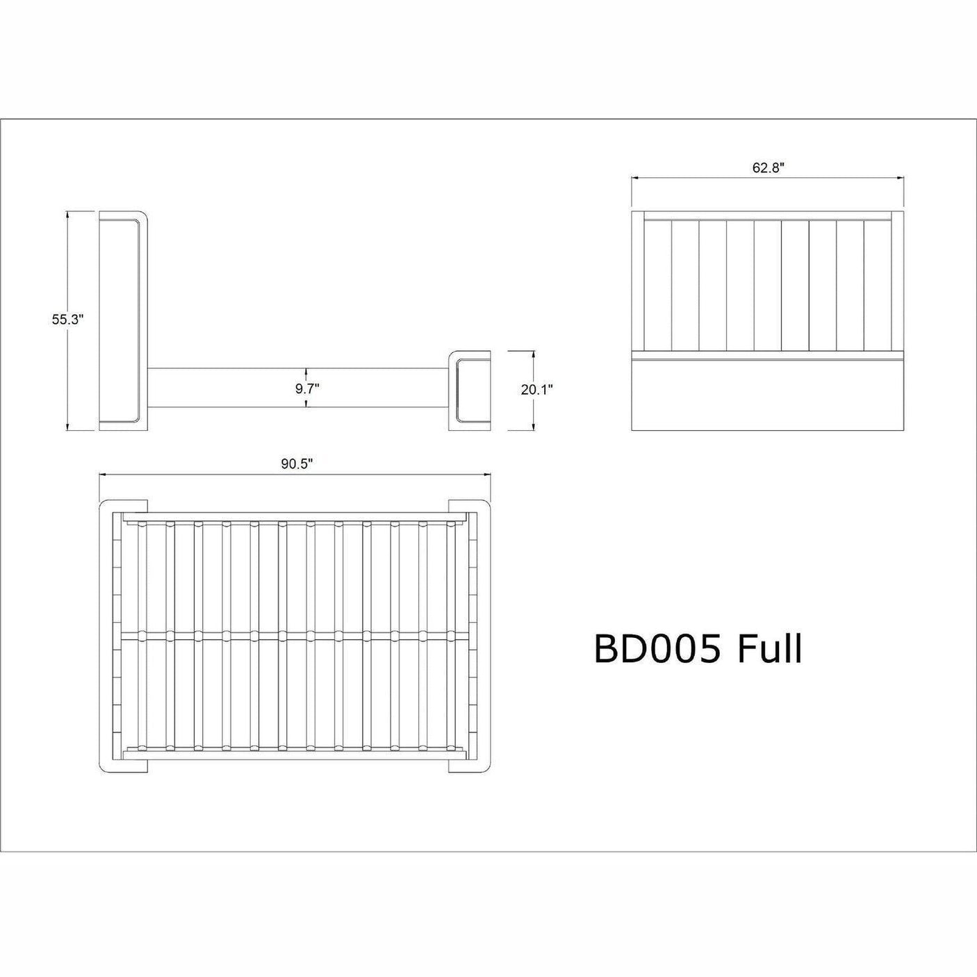 Manhattan Comfort Kingdom Graphite Full Bed BD005-FL-GP - Bedroom Depot USA