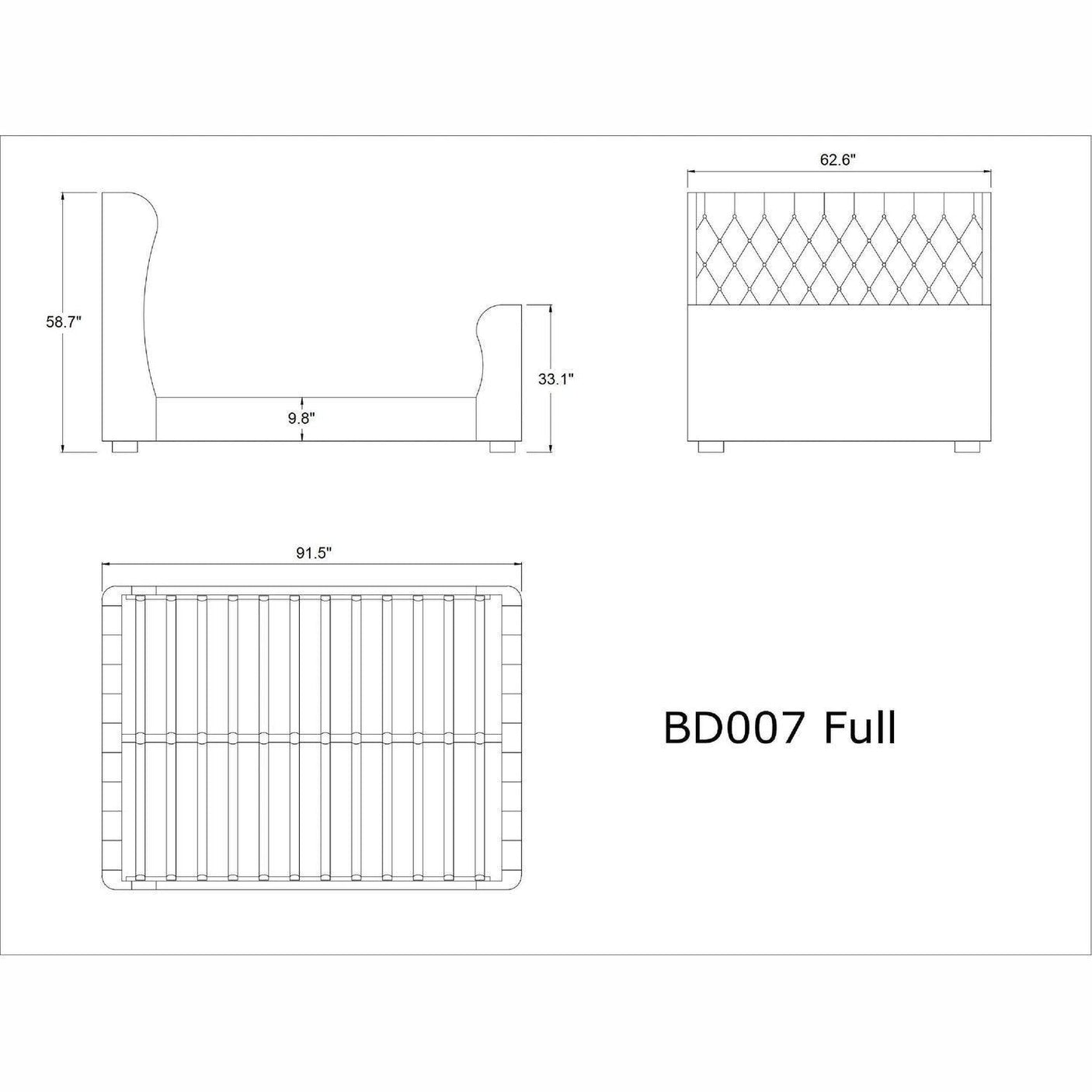 Manhattan Comfort Lola Ivory Full Bed BD007-FL-IV - Bedroom Depot USA