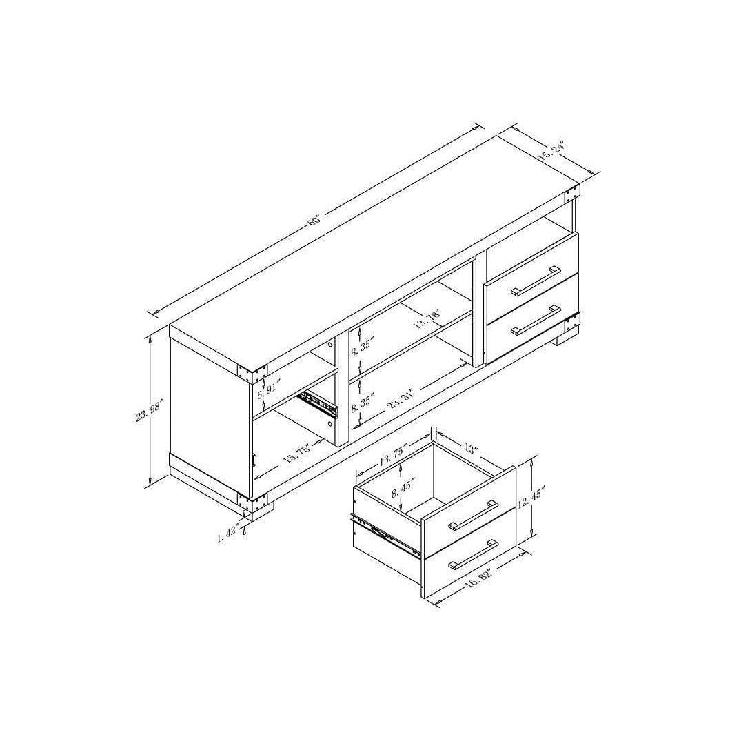 Manhattan Comfort Richmond 60" TV Stand with 2 Drawers and 4 Shelves - Bedroom Depot USA