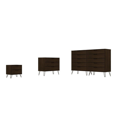 Manhattan Comfort Rockefeller 3-Piece Dresser and Nightstand Set - Bedroom Depot USA