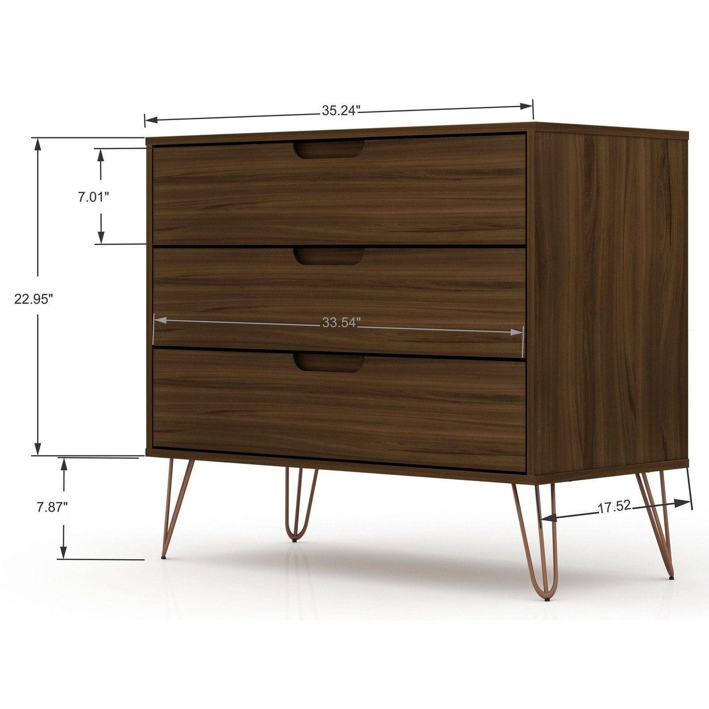 Manhattan Comfort Rockefeller 3-Piece Dresser and Nightstand Set - Bedroom Depot USA