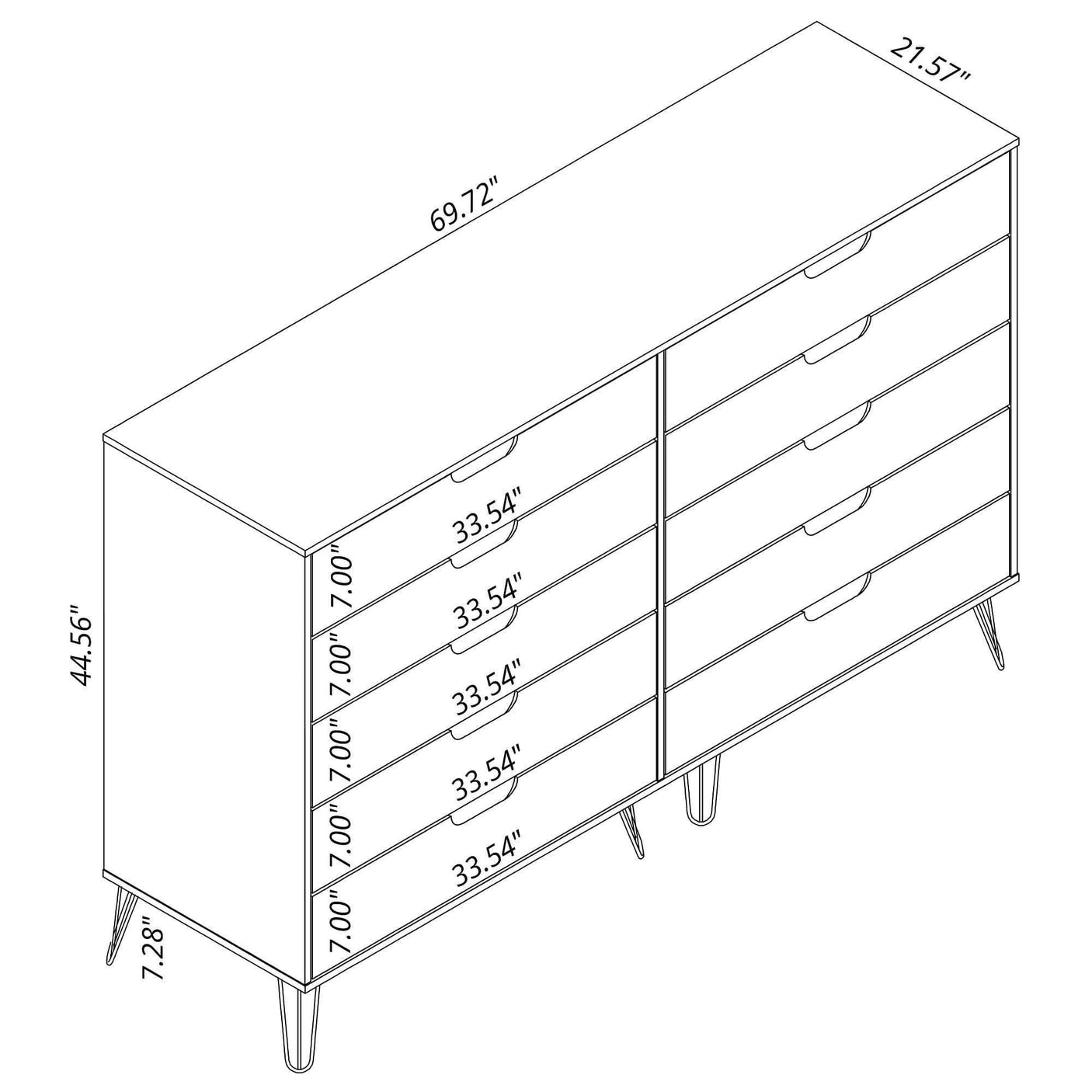 Manhattan Comfort Rockefeller 3-Piece Dresser and Nightstand Set - Bedroom Depot USA