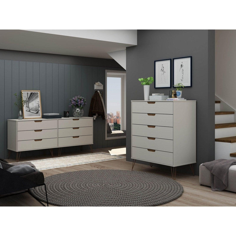 Manhattan Comfort Rockefeller 5-Drawer and 6-Drawer Dresser Set - Bedroom Depot USA