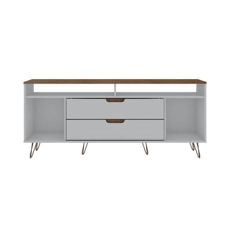 Manhattan Comfort Rockefeller 62.99 TV Stand with Metal Legs and 2 Drawers - Bedroom Depot USA