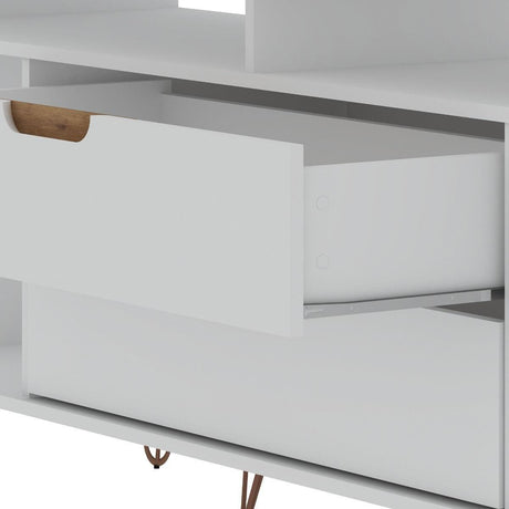 Manhattan Comfort Rockefeller 62.99 TV Stand with Metal Legs and 2 Drawers - Bedroom Depot USA