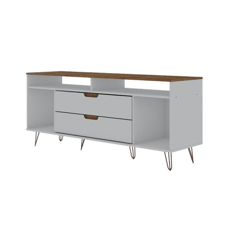 Manhattan Comfort Rockefeller 62.99 TV Stand with Metal Legs and 2 Drawers - Bedroom Depot USA