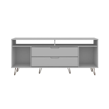 Manhattan Comfort Rockefeller 62.99 TV Stand with Metal Legs and 2 Drawers - Bedroom Depot USA