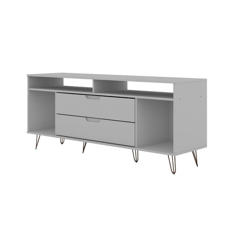 Manhattan Comfort Rockefeller 62.99 TV Stand with Metal Legs and 2 Drawers - Bedroom Depot USA