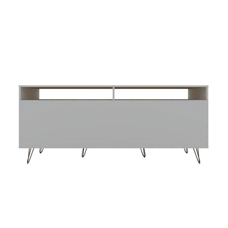 Manhattan Comfort Rockefeller 62.99 TV Stand with Metal Legs and 2 Drawers - Bedroom Depot USA