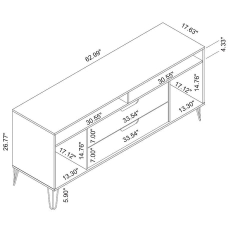 Manhattan Comfort Rockefeller 62.99 TV Stand with Metal Legs and 2 Drawers - Bedroom Depot USA