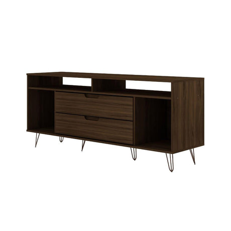 Manhattan Comfort Rockefeller 62.99 TV Stand with Metal Legs and 2 Drawers - Bedroom Depot USA